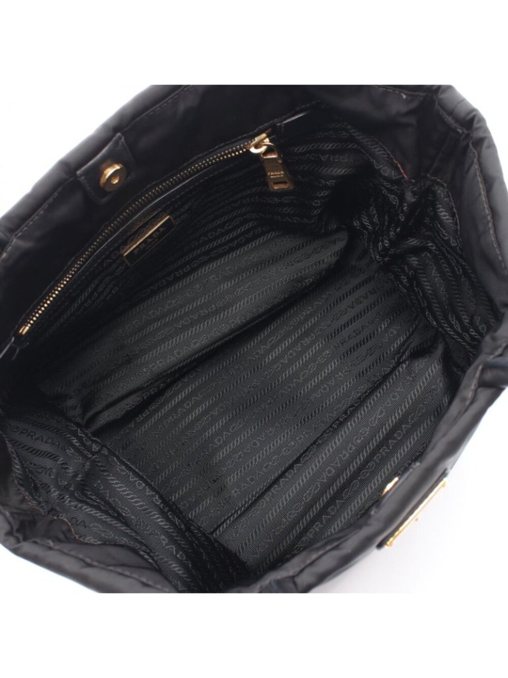 Prada Tote Trianglelogo Black Nylon Leather - Picture 3 of 9
